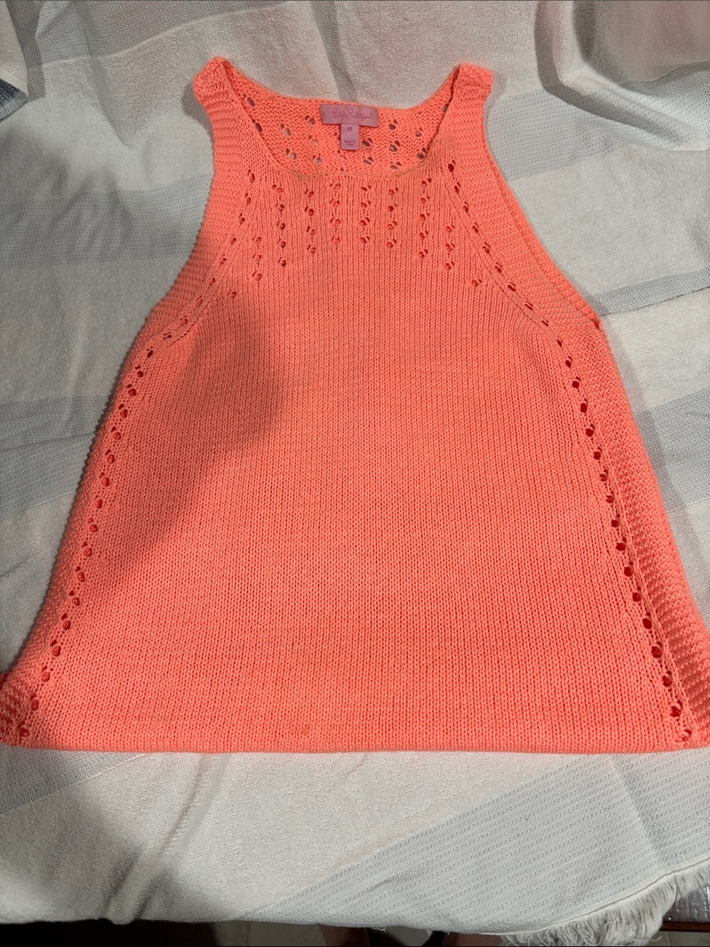 Lilly Pulitzer Coral Knit Tank with Eyelet Detail
